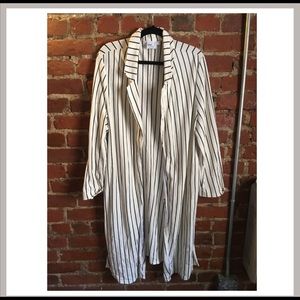 ASOS Curve Two Piece Cream/White Pinstripe Set